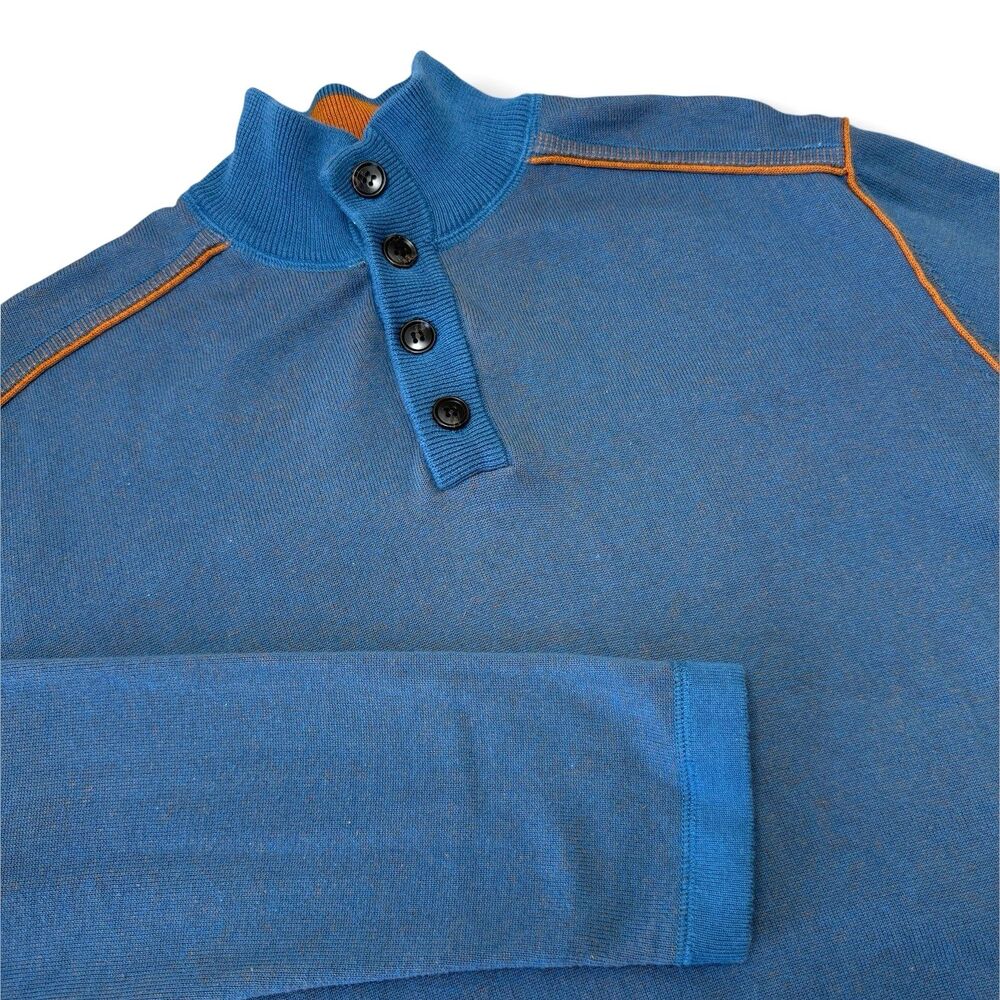 Sundance Henley Pullover Sweater Men's XL Blue Highland Stitch Career Academia